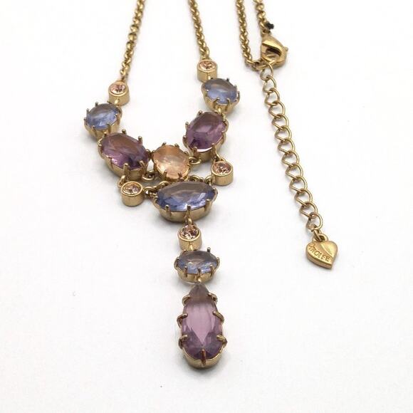 Carolee Purple Lavender Rhinestone Necklace, Gold Tone, 18 Inches - Picture 6 of 8